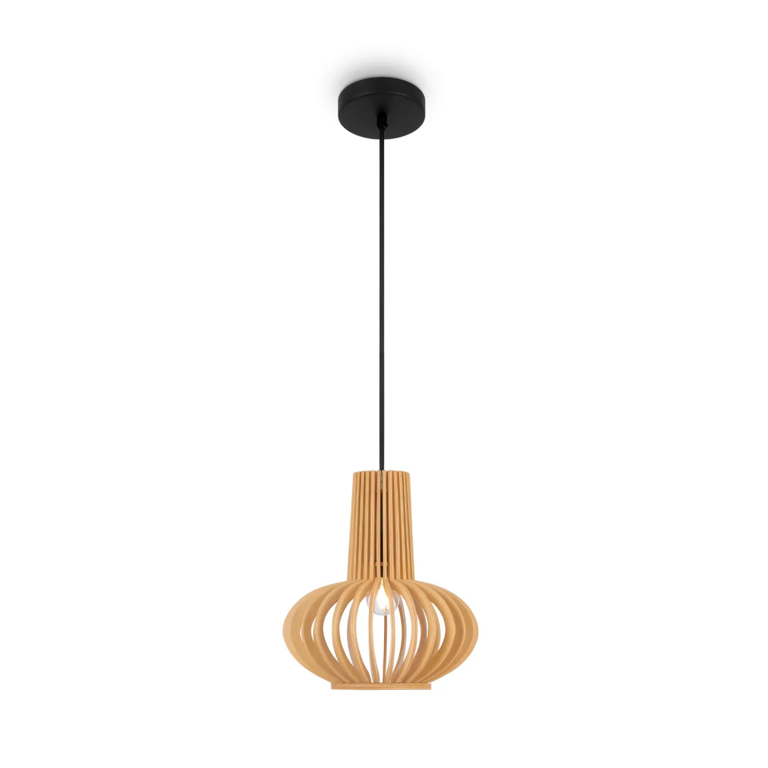 Lámpara colgante Roots de Maytoni, Ø 25 cm, altura 29 cm, madera/negro