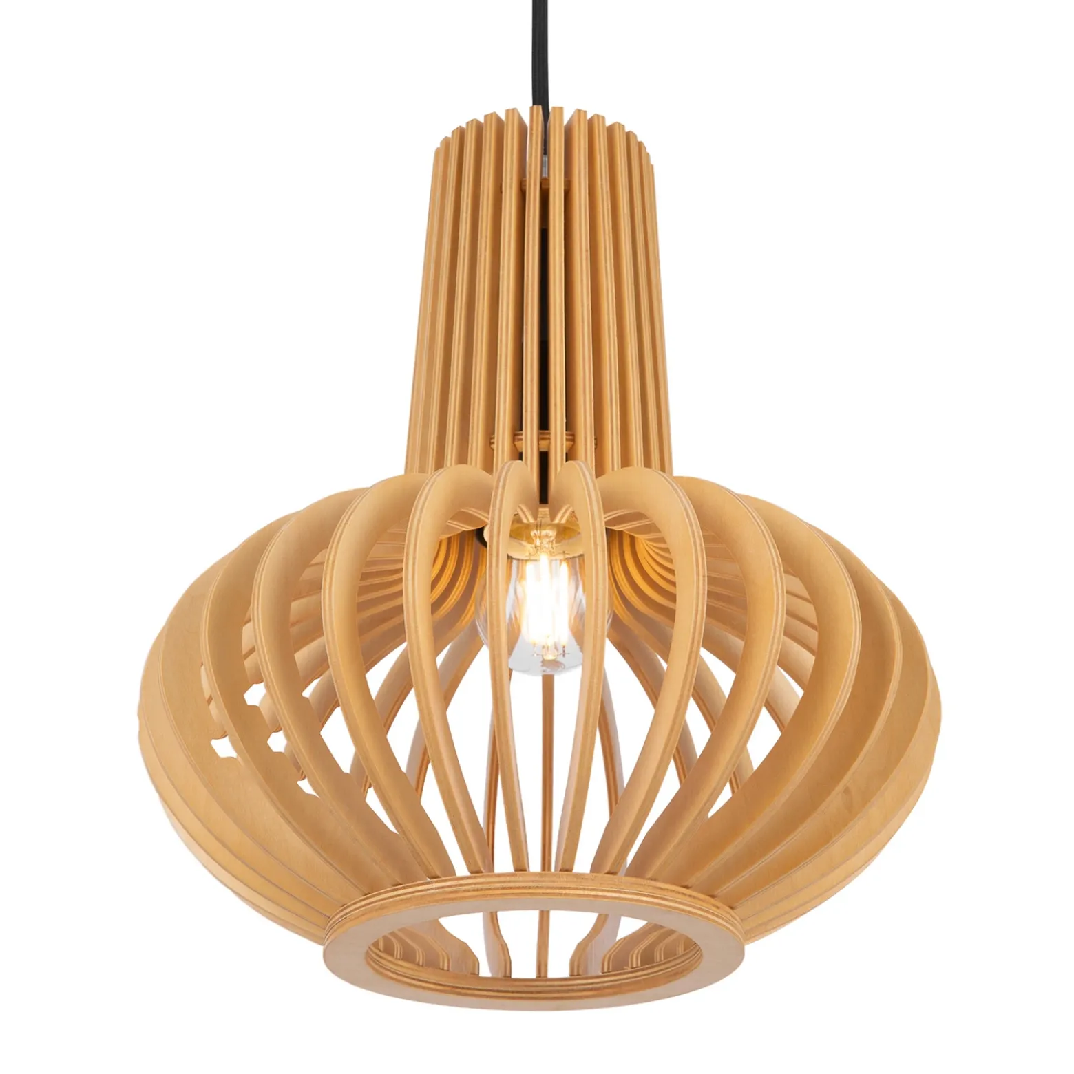 Lámpara colgante Roots de Maytoni, Ø 25 cm, altura 29 cm, madera/negro