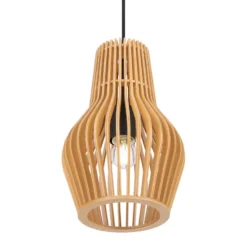Lámpara colgante Roots de Maytoni, Ø 20 cm, altura 31 cm, madera/negro