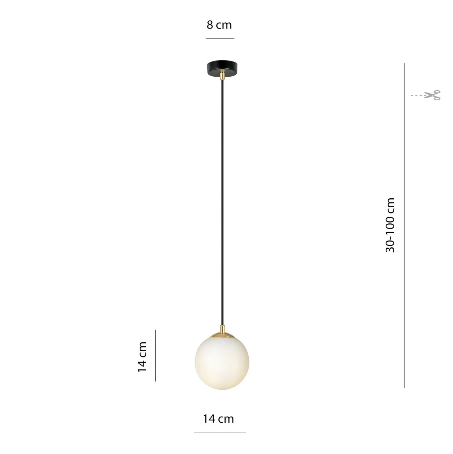 Lámpara colgante Royal, blanco opalino/negro, cristal, E14