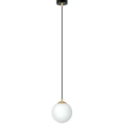 Lámpara colgante Royal, blanco opalino/negro, cristal, E14