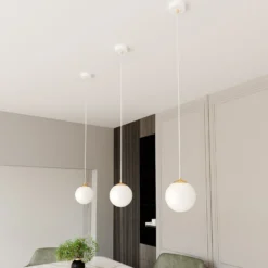 Lámpara colgante Royal, blanco opalino/blanco, cristal, E14