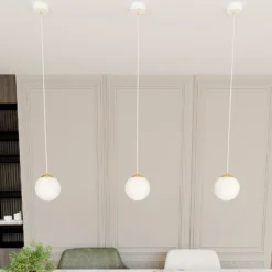 Lámpara colgante Royal, blanco opalino/blanco, cristal, E14