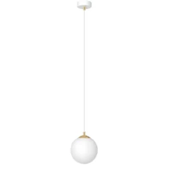 Lámpara colgante Royal, blanco opalino/blanco, cristal, E14