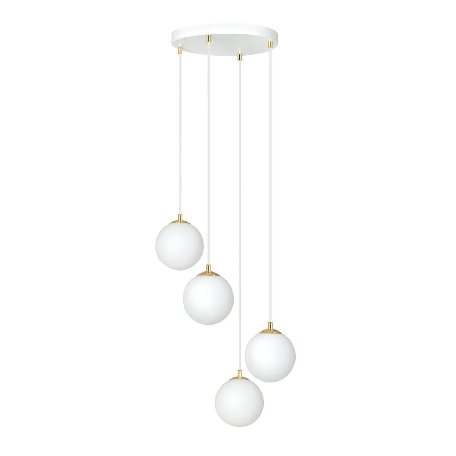Lámpara colgante Royal, 4 luces, blanco opalino/blanco, cristal, E14
