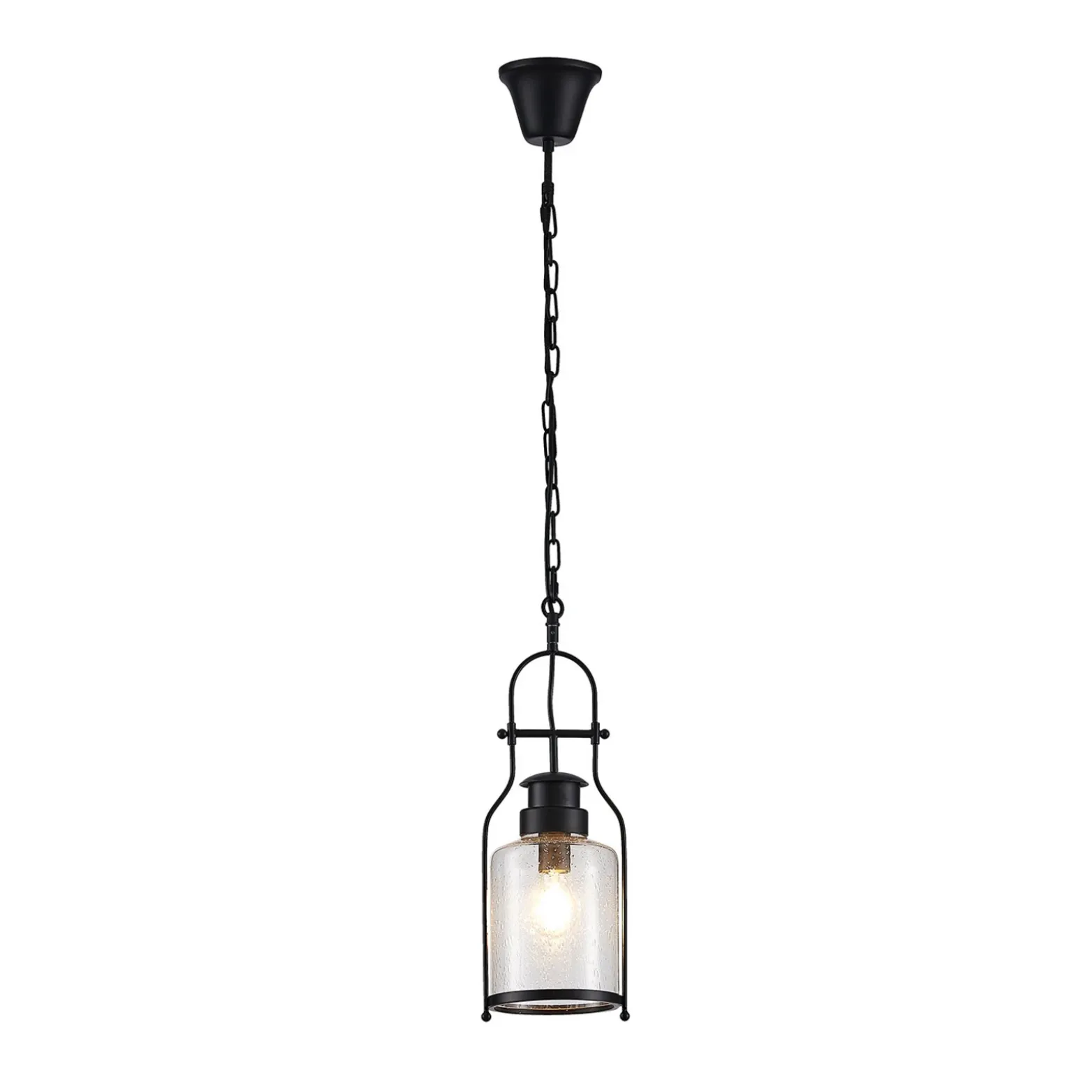 Lámpara colgante Rozalie de Lindby, negra, metal, farol, 21 cm