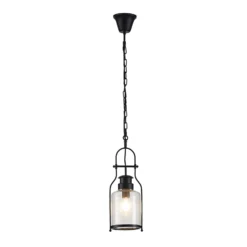 Lámpara colgante Rozalie de Lindby, negra, metal, farol, 21 cm