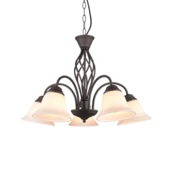 Lámpara colgante Rustica, color óxido, 5 luces