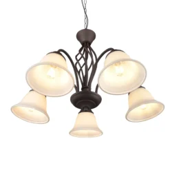 Lámpara colgante Rustica, color óxido, 5 luces