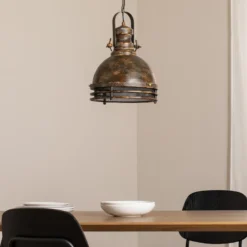 Lámpara colgante Saglam, 1 luz, latón antiguo, Ø 30 cm, metal