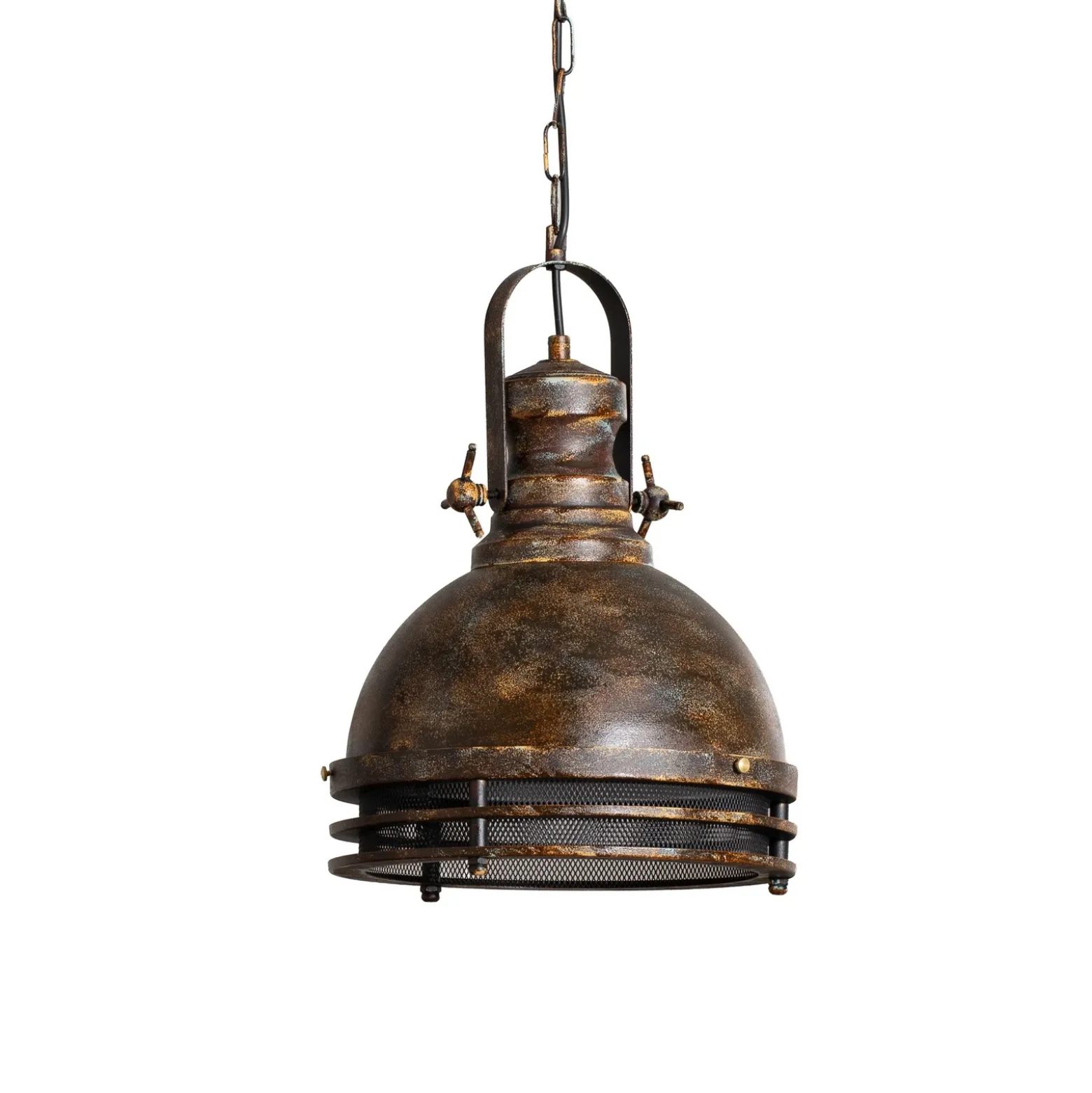 Lámpara colgante Saglam, 1 luz, latón antiguo, Ø 30 cm, metal