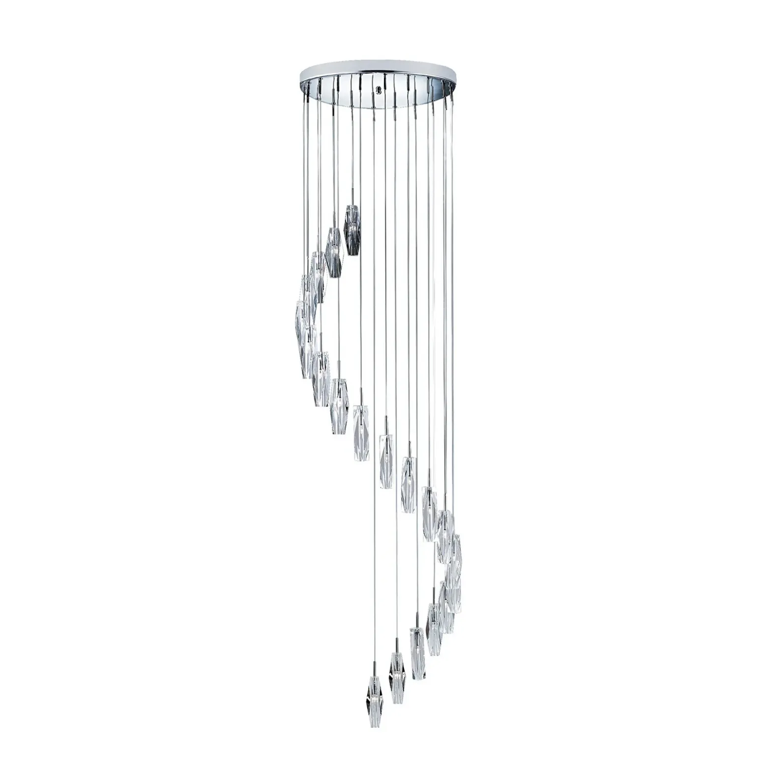 Lámpara colgante Sculptured Ice, 9 luces, cromo/claro, cristal, G4
