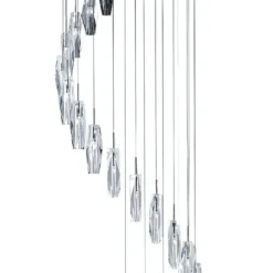 Lámpara colgante Sculptured Ice, 9 luces, cromo/claro, cristal, G4