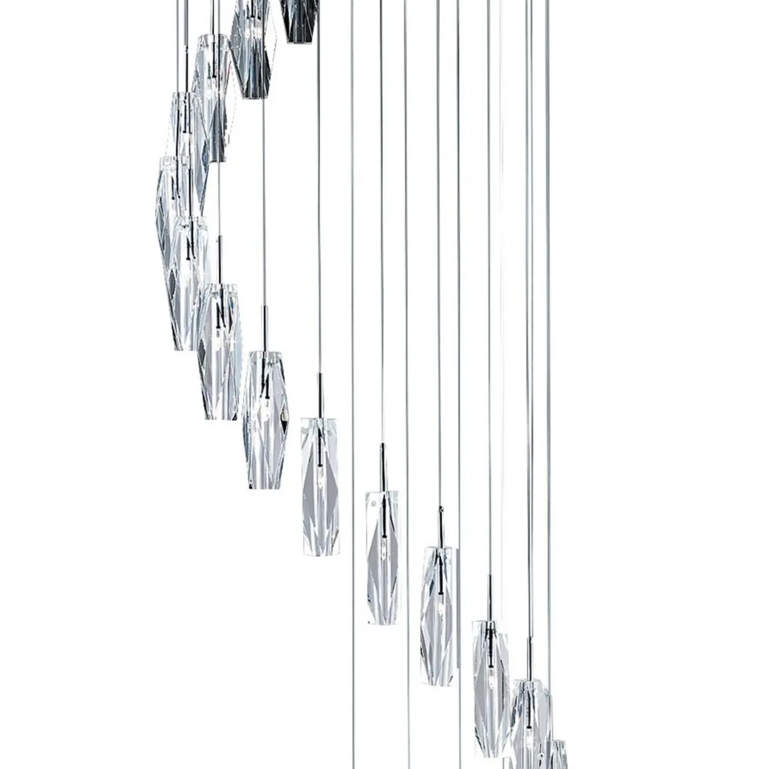 Lámpara colgante Sculptured Ice, 9 luces, cromo/claro, cristal, G4