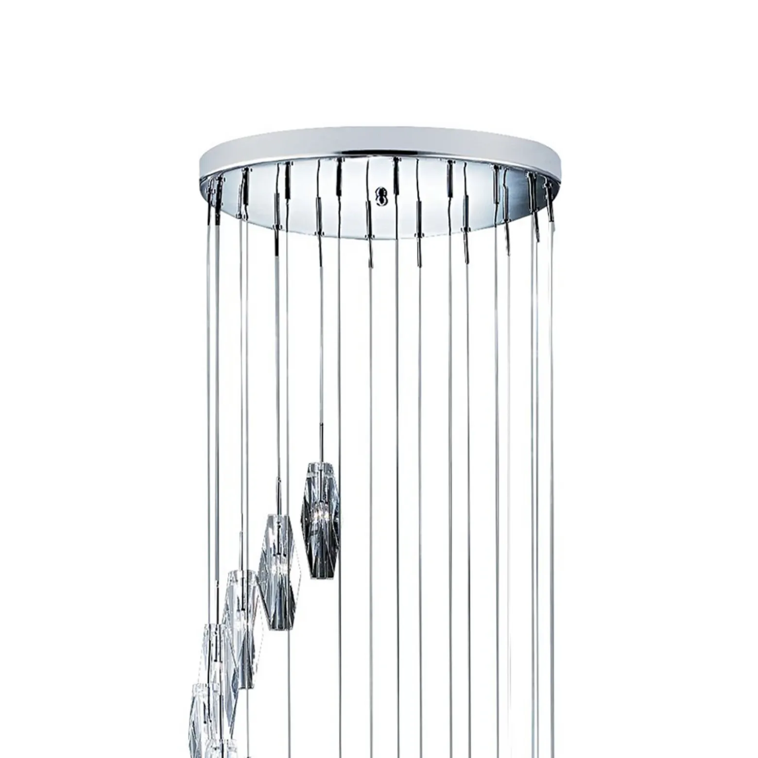 Lámpara colgante Sculptured Ice, 9 luces, cromo/claro, cristal, G4