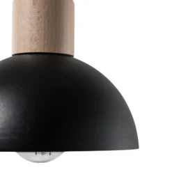Lámpara colgante Seco, Ø 18 cm, negra, metal/madera