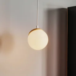 Lámpara colgante Sfera 1 luz cristal/madera clara