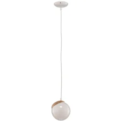 Lámpara colgante Sfera 1 luz cristal/madera clara