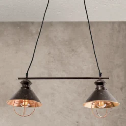 Lámpara colgante Shanta 2 bombillas, cobre negro