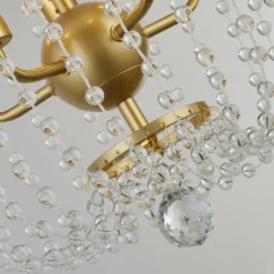Lámpara colgante Shower, dorado/claro, cristal, E14, Ø 36 cm