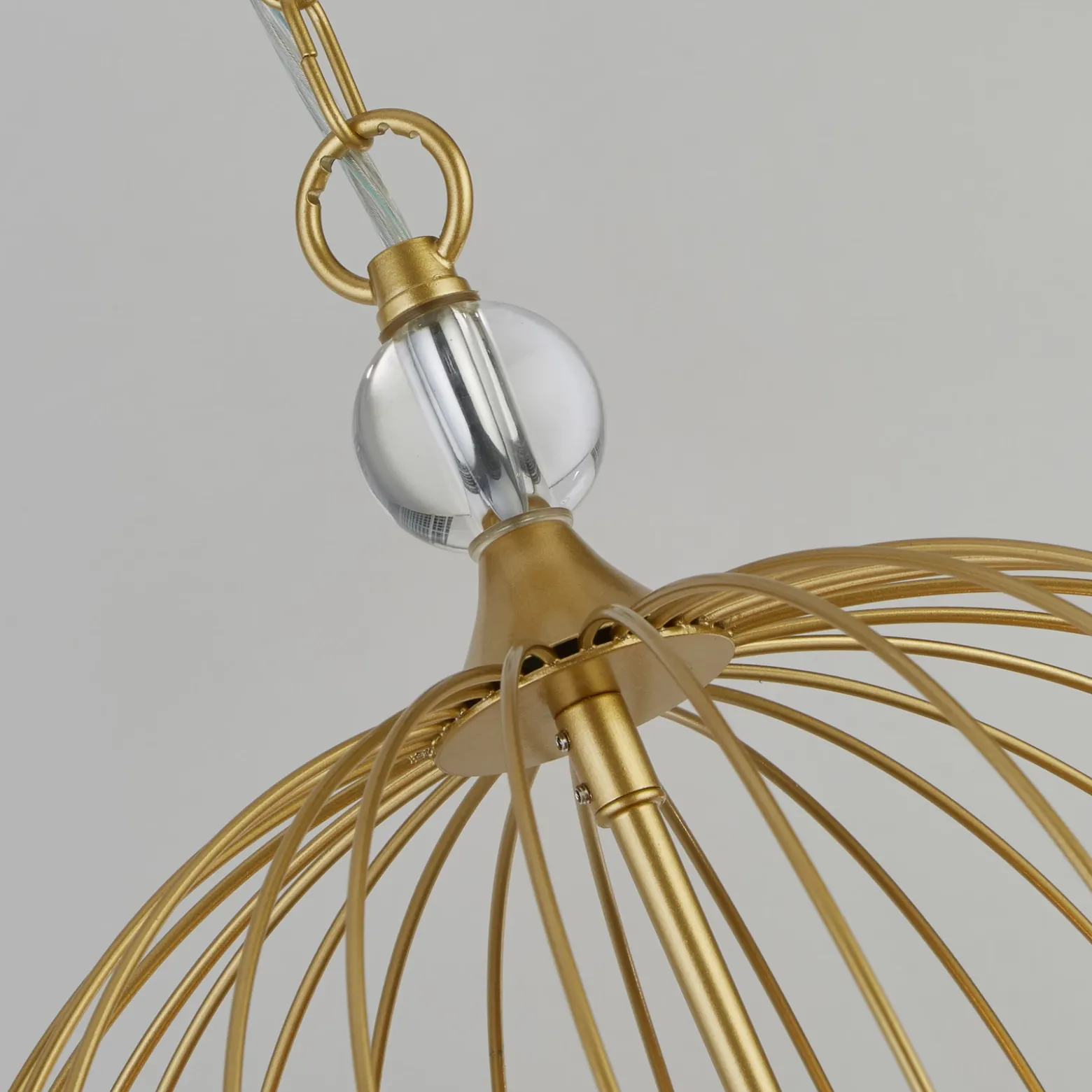 Lámpara colgante Shower, dorado/claro, cristal, E14, Ø 36 cm