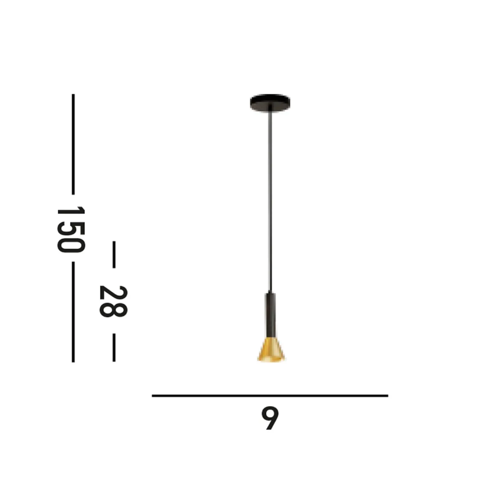 Lámpara colgante Signal, Ø 9 cm, negro/dorado, metal