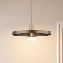 Lámpara colgante Sila, marrón/arena, metal, Ø 45 cm, E27