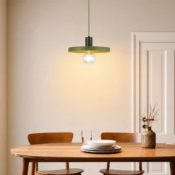 Lámpara colgante Sila, verde, metal, Ø 30 cm, E27
