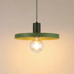 Lámpara colgante Sila, verde, metal, Ø 30 cm, E27