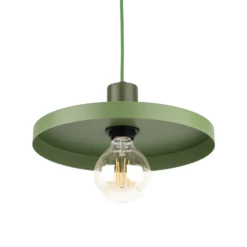 Lámpara colgante Sila, verde, metal, Ø 30 cm, E27