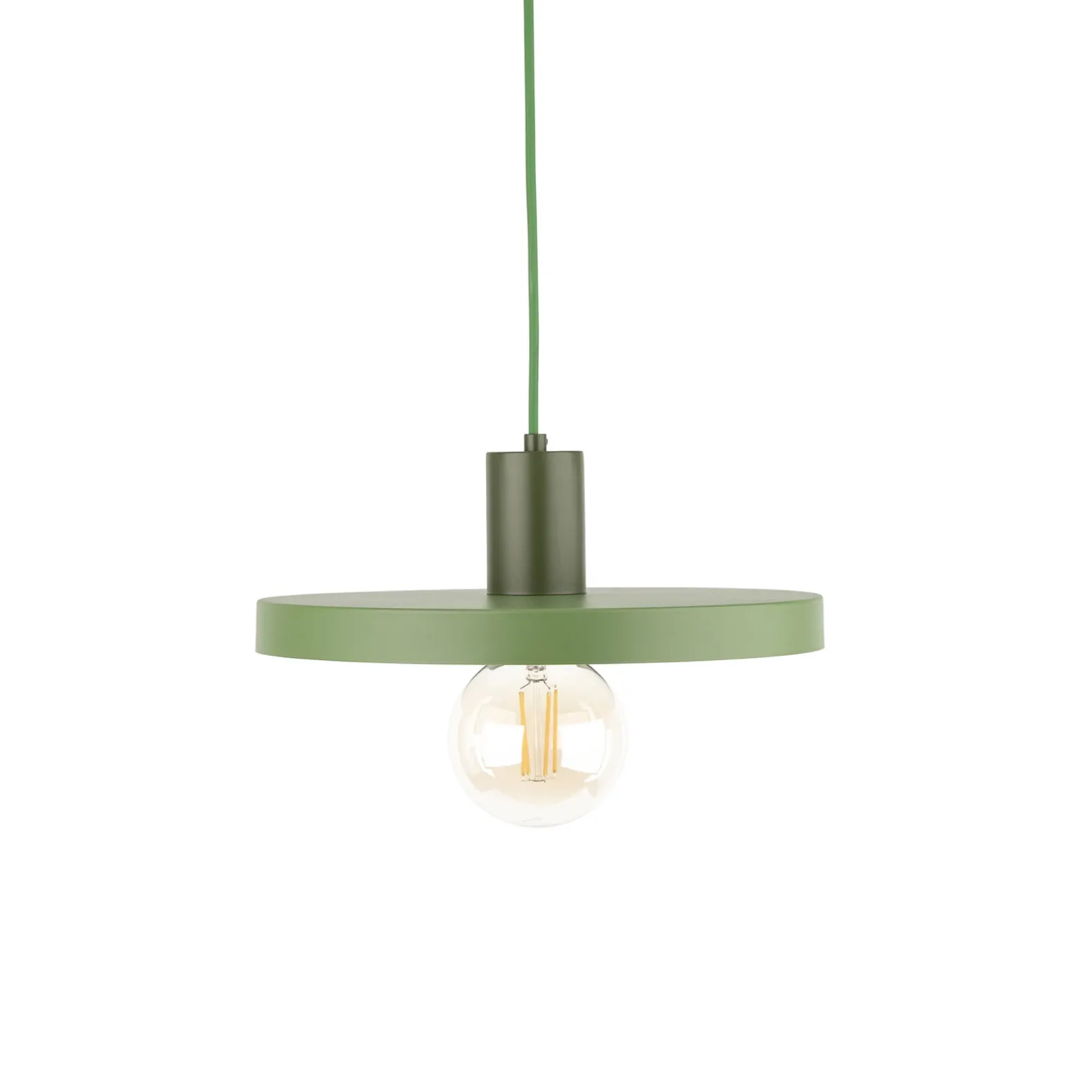 Lámpara colgante Sila, verde, metal, Ø 30 cm, E27