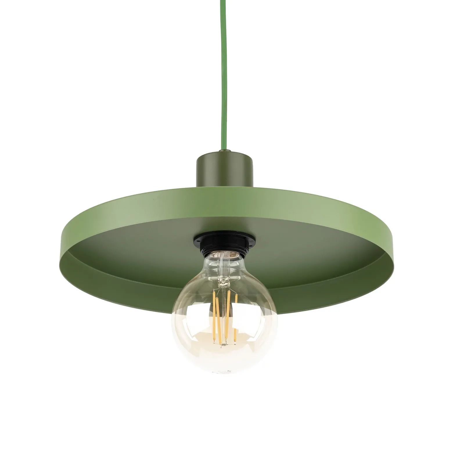 Lámpara colgante Sila, verde, metal, Ø 30 cm, E27
