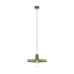 Lámpara colgante Sila, verde, metal, Ø 30 cm, E27