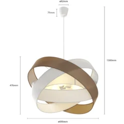 Lámpara colgante Simaria de Lindby, marrón/gris/blanco, Ø 60 cm, E27