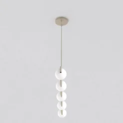Lámpara colgante SINUS, color beige, longitud 110 cm, 5 luces, metal/cristal