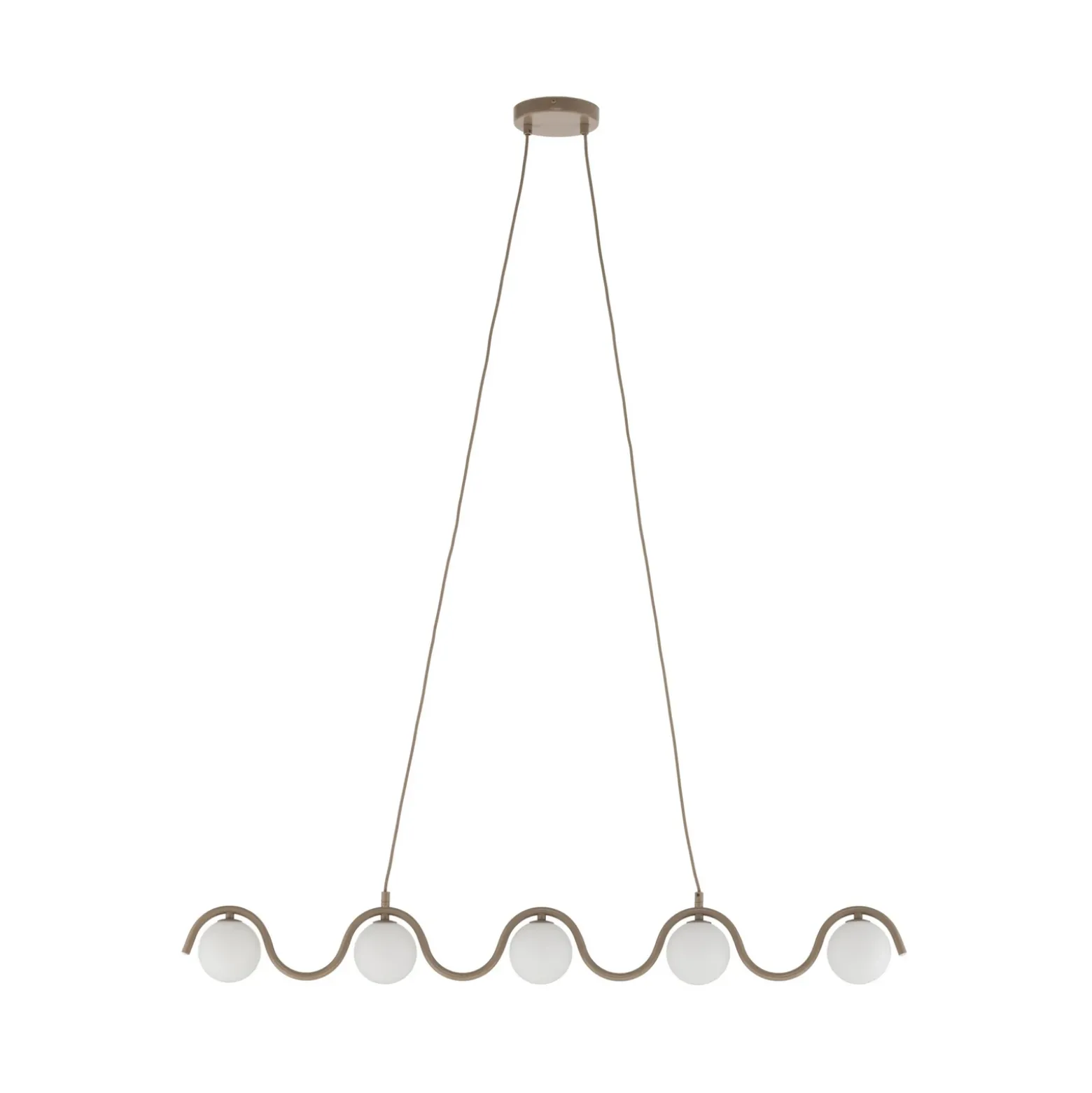 Lámpara colgante SINUS, color beige, longitud 110 cm, 5 luces, metal/cristal