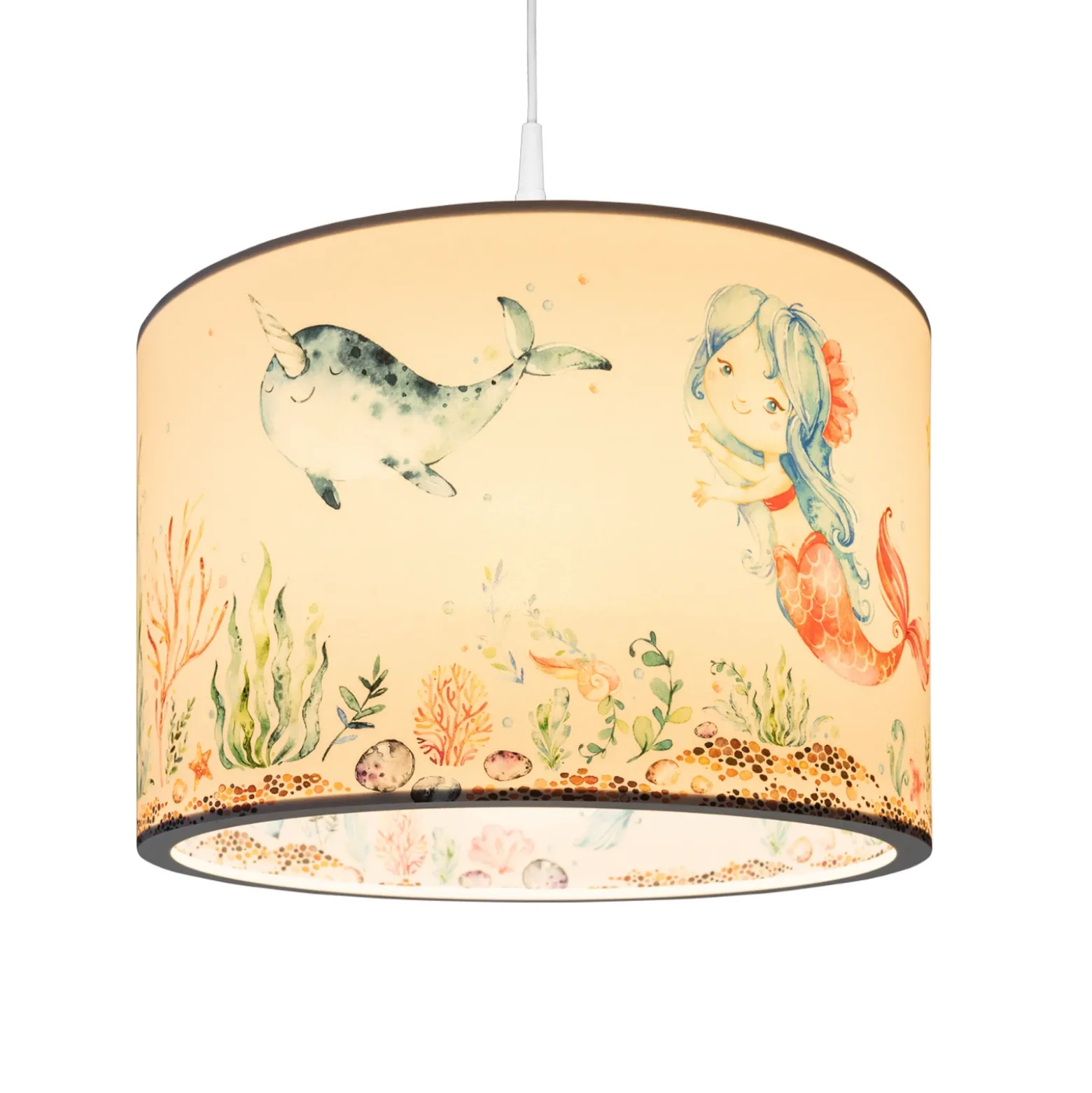 Lámpara colgante 25/40 sirenas, Ø 38 cm, colorida, E27