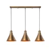 Lámpara colgante Sivani MR-314, oro antiguo, hierro, 3 luces lineales