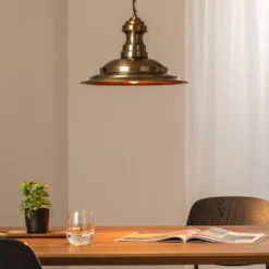Lámpara colgante Sivani MR-637, oro antiguo, metal, Ø 39 cm