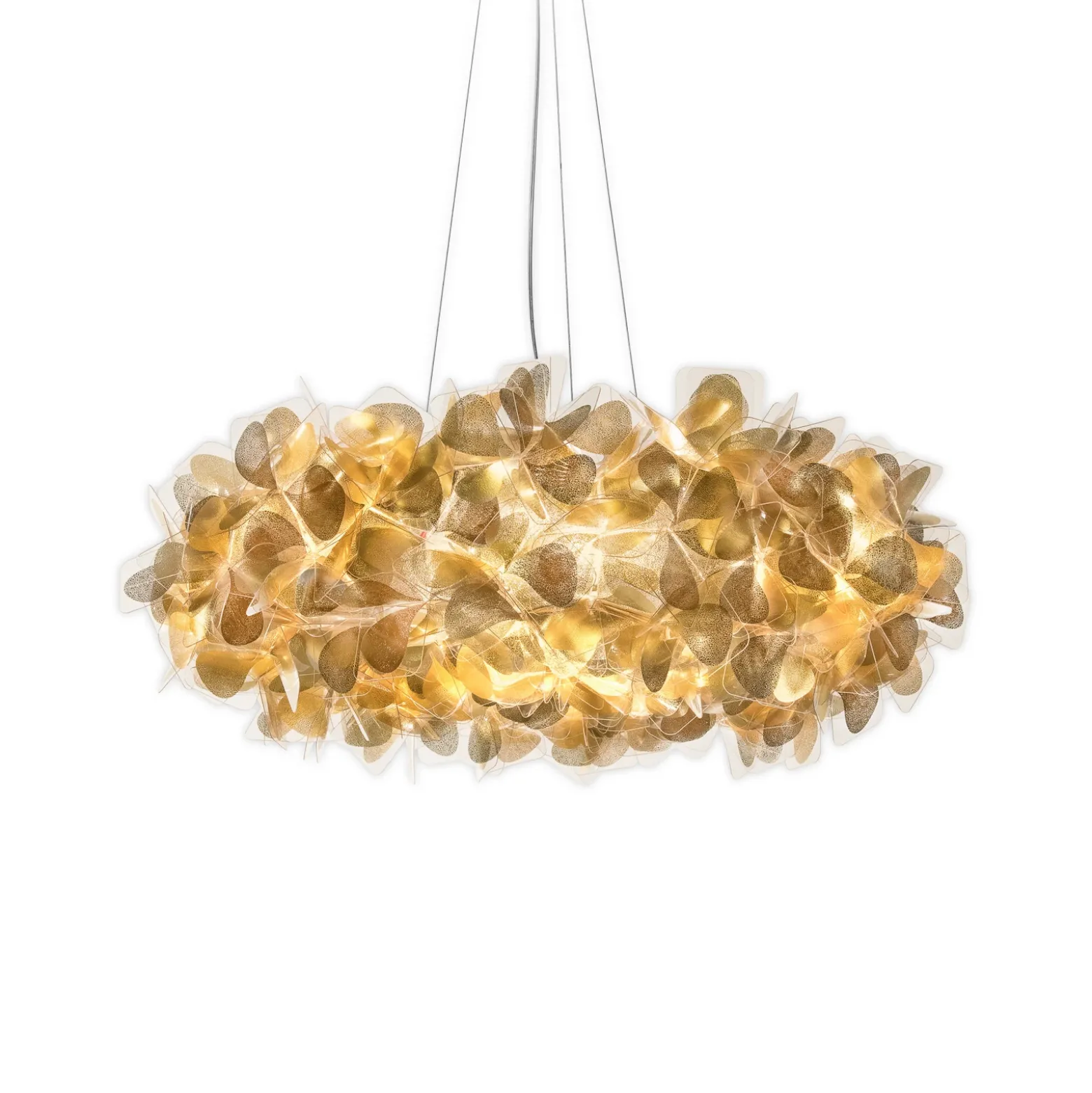 Lámpara colgante Slamp Clizia Mama Non Mama, Ø 78 cm, dorada/transparente