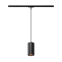 Lámpara colgante SLV Asto Tube GU10 con riel monofásico, color negro