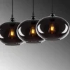 Lámpara colgante Smoked 052 3 luces de cristal lineal Ø27cm