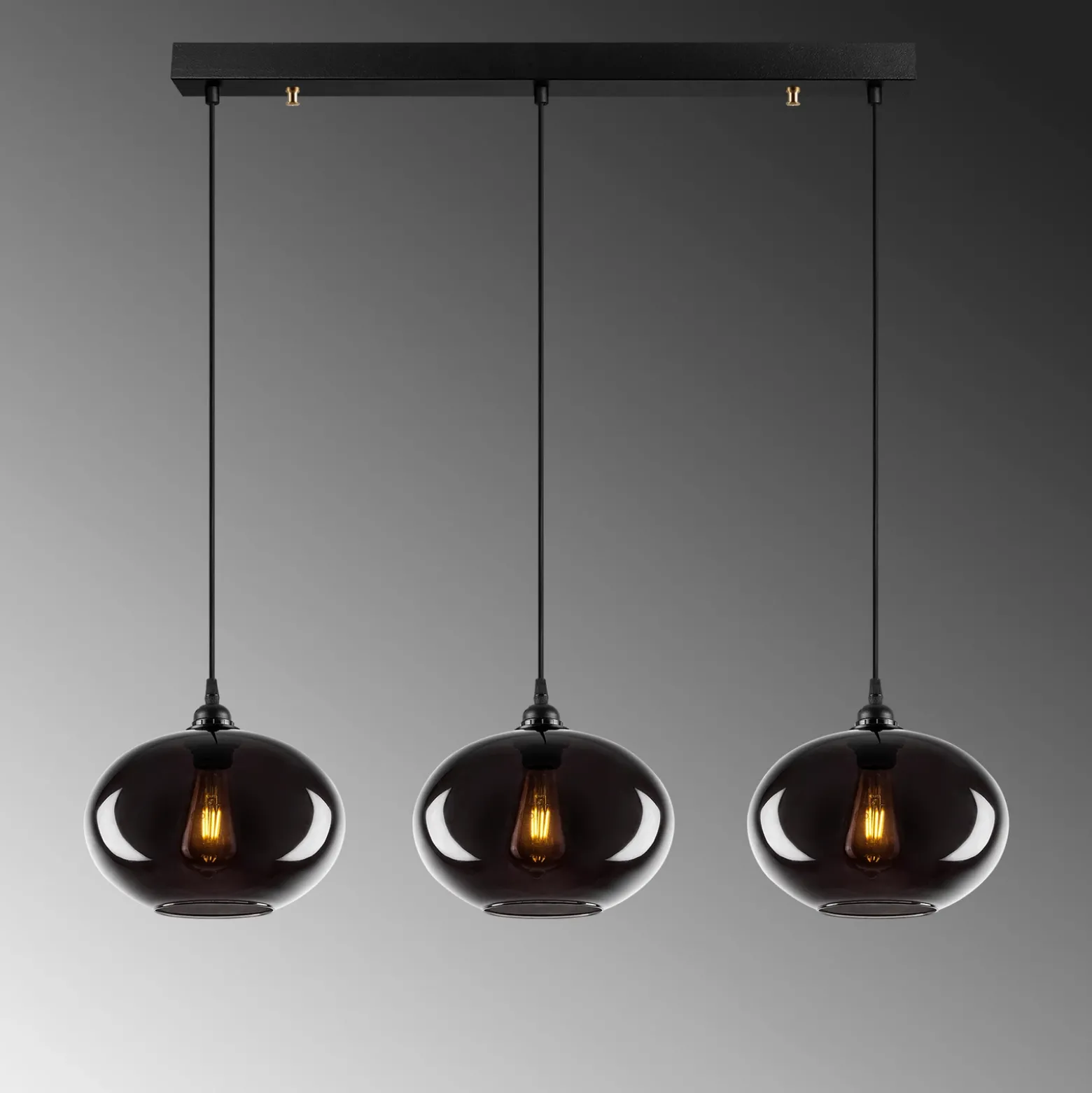 Lámpara colgante Smoked 052 3 luces de cristal lineal Ø27cm