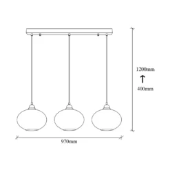 Lámpara colgante Smoked 052 3 luces de cristal lineal Ø27cm