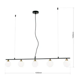 Lámpara colgante Snowwhite 5 luces, negro