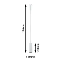 Lámpara colgante sobre riel Paulmann URail Lirena, blanca, Ø 6 cm, casquillo