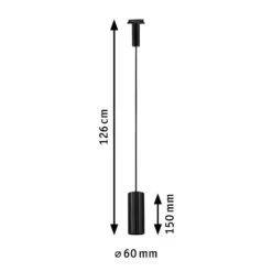 Lámpara colgante sobre riel Paulmann URail Lirena, negra, Ø 6 cm, casquillo GU10