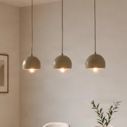 Lámpara colgante Sool, beige, longitud 65 cm, 3 luces, metal, E27