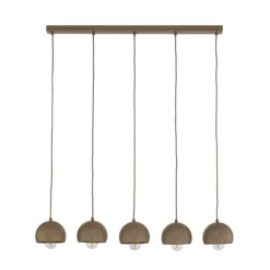Lámpara colgante Sool, beige, longitud 95 cm, 5 luces, metal, E27