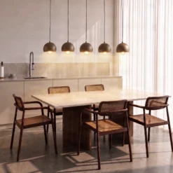 Lámpara colgante Sool, beige, longitud 95 cm, 5 luces, metal, E27